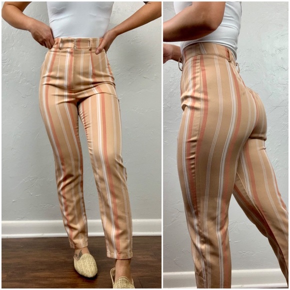 Nasty Gal Pants - Nasty Gal highwaist pinstripe coral trousers 6
